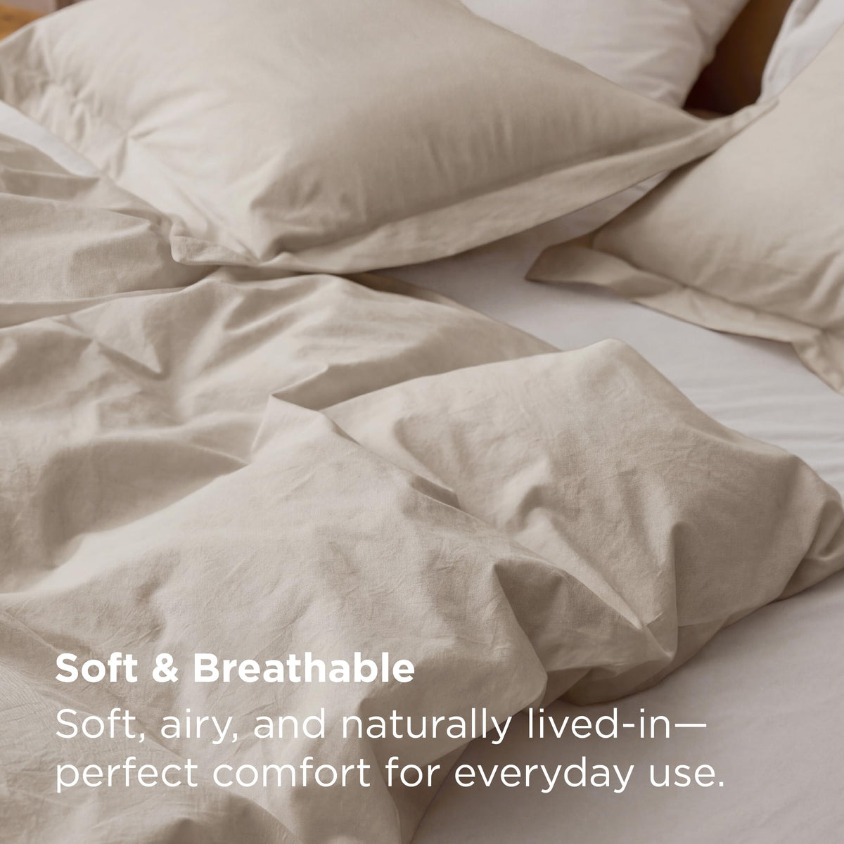 Bedsure linen-inspired bedding in soft tone adds casual luxury.