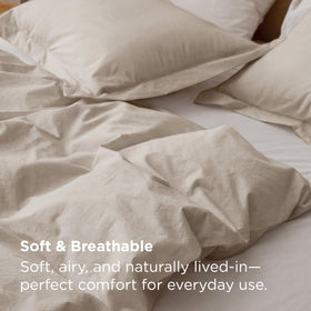 Bedsure linen-inspired bedding in soft tone adds casual luxury.