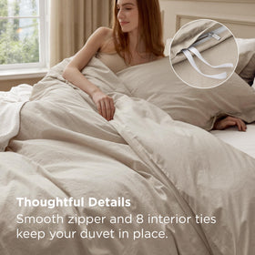 Bedsure linen-inspired look enhances casual modern bedroom decor.