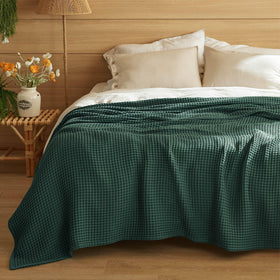 Bedsure living room decor with dark-green blanket accent.