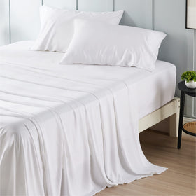 Bedsure luxury hotel style white bedroom setup with crisp bedding and calm vibe