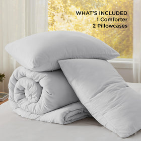 Bedsure machine-washable comforter demonstrates simple at-home care.