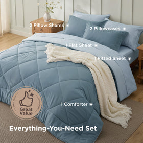 Bedsure microfiber comforter provides soft warmth with durable diamond quilting.