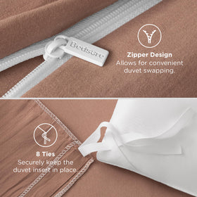 Bedsure Mocha Mousse prewashed polyester feels breathable and lightweight