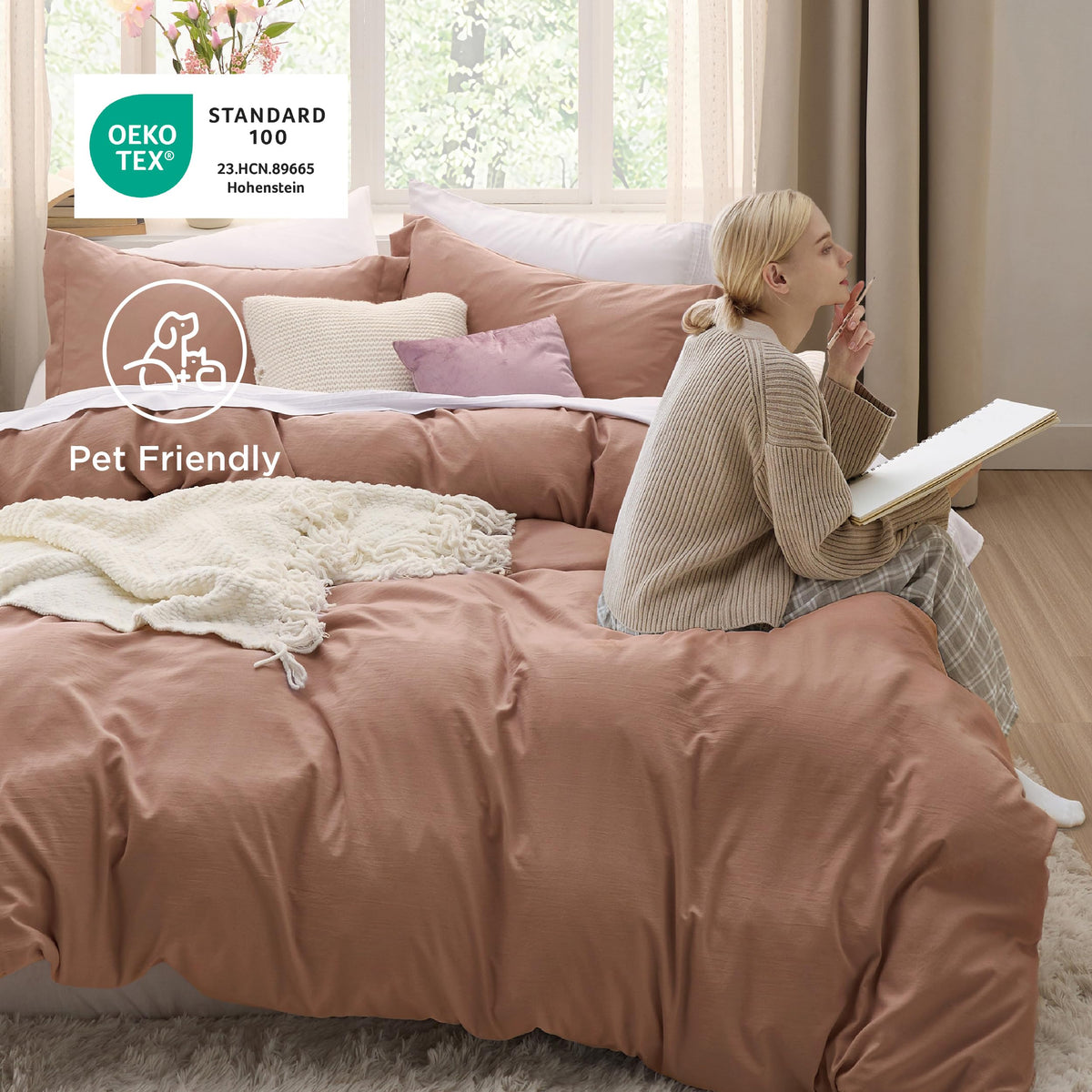 Bedsure Mocha Mousse durable stitching enhances long-lasting wear and color integrity