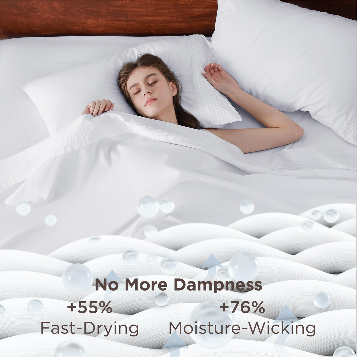 Bedsure moisture-wicking brushed fabric close-up showing soft, breathable texture.
