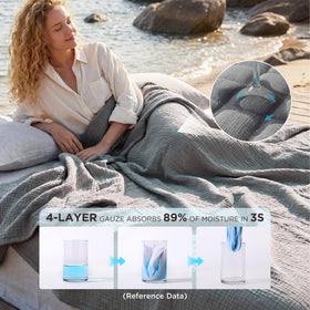 Bedsure muslin blanket 4-layer durability withstands frequent washing.