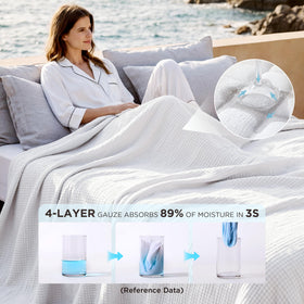 Bedsure muslin blanket four-layer durability withstands frequent washing.