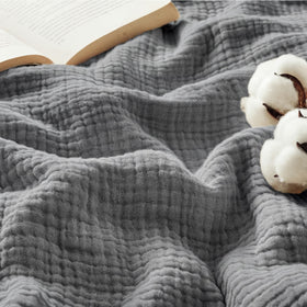 Bedsure muslin blanket queen 4-layer breathable design for all-season comfort.
