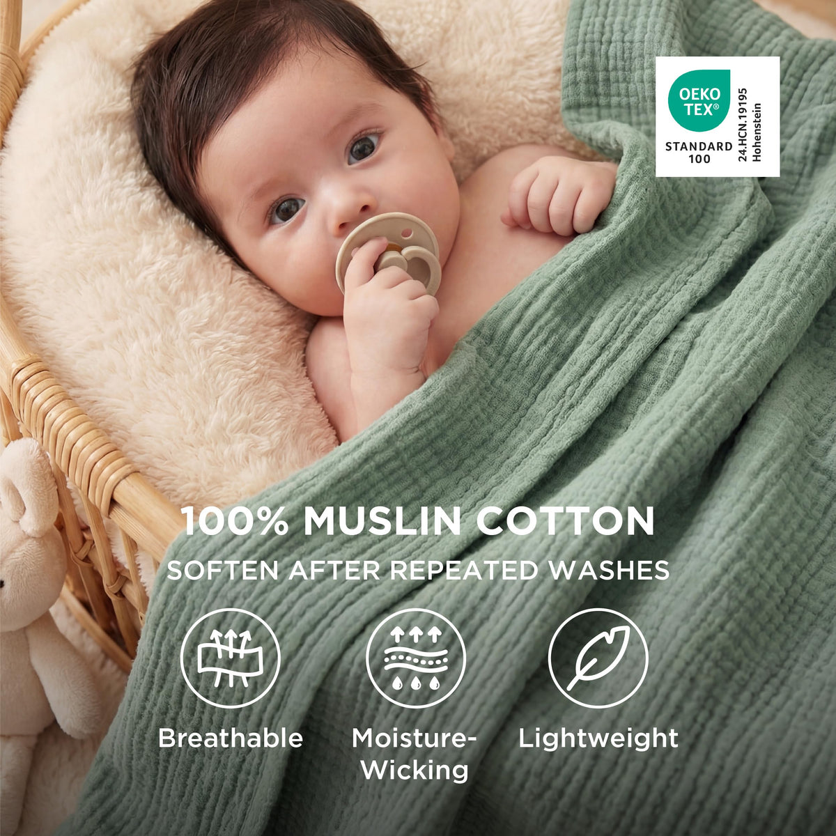 Bedsure muslin blanket offers a soft hand feel for gentle skin comfort