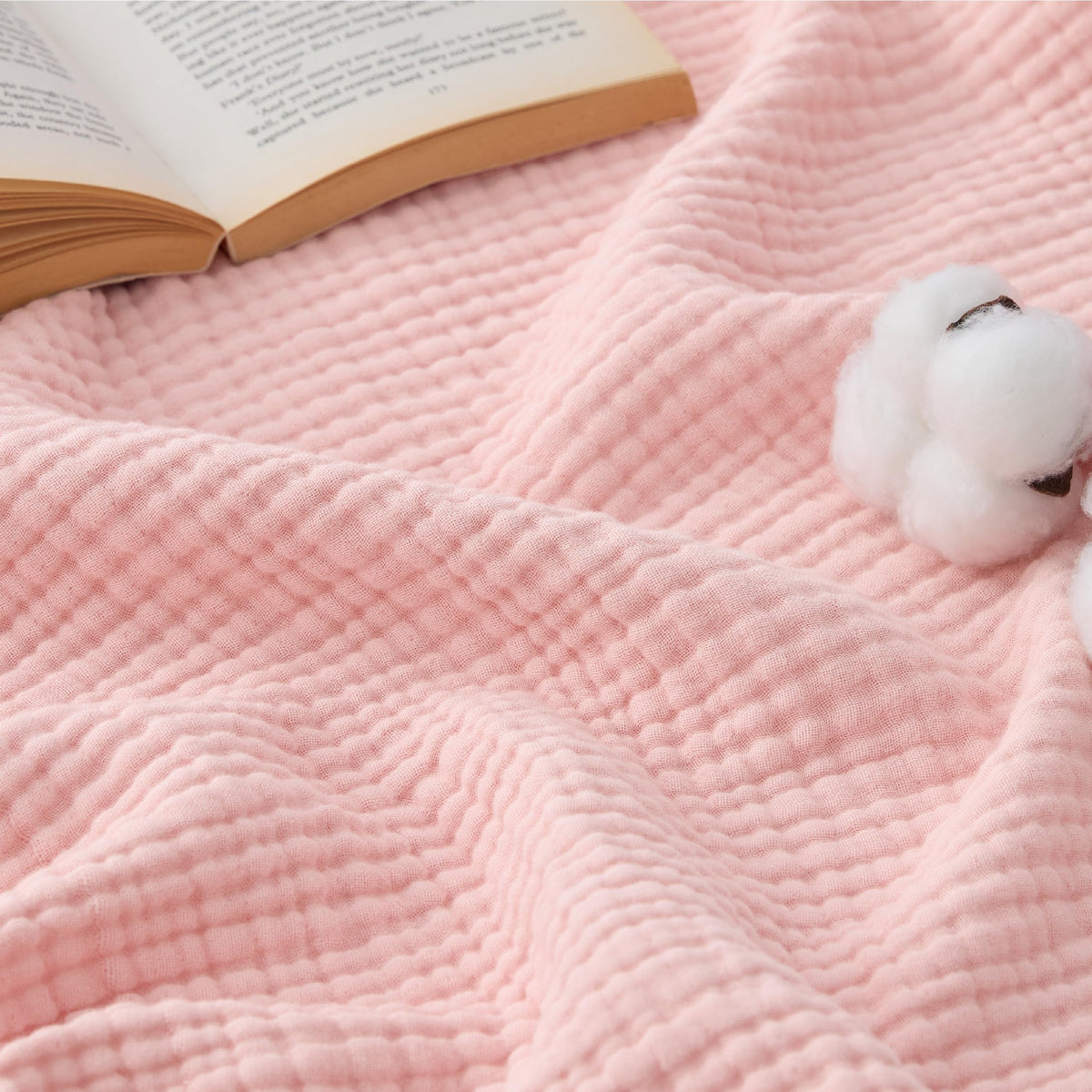Bedsure muslin blanket with soft hand feel for cozy lounging and couch comfort