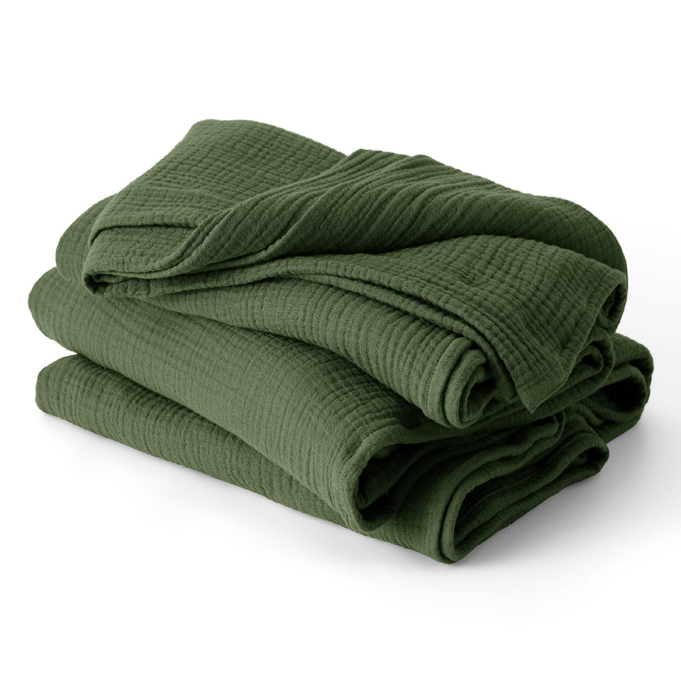 Bedsure muslin throw blanket close-up texture highlighting soft cotton for gentle skin.