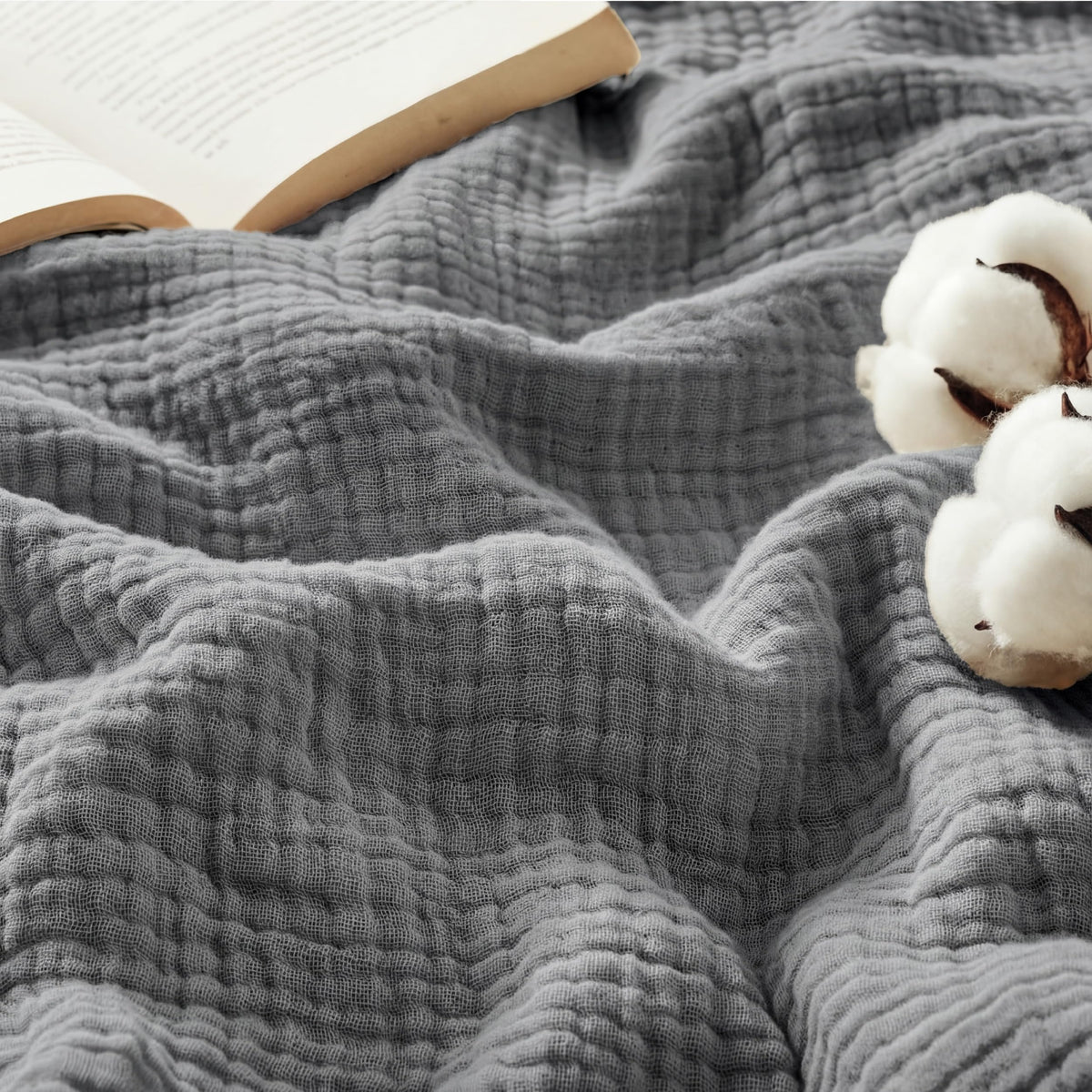 Bedsure muslin throw blanket 50x70 on bed showcases breathable comfort for daily use.