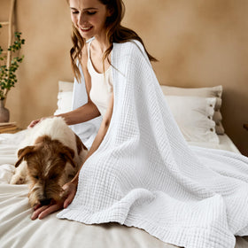 Bedsure muslin throw care instructions show easy machine-wash and maintains softness after washes.