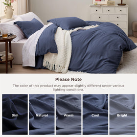 Bedsure navy blue duvet color depth, vibrant after washing