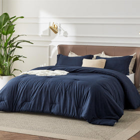 Bedsure comforter on bed demonstrates full 3-piece set together