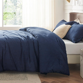 Bedsure comforter texture close-up highlights heathered finish for casual bedroom charm