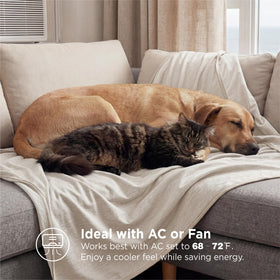 Bedsure lightweight throw shown on sofa for summer cooling.