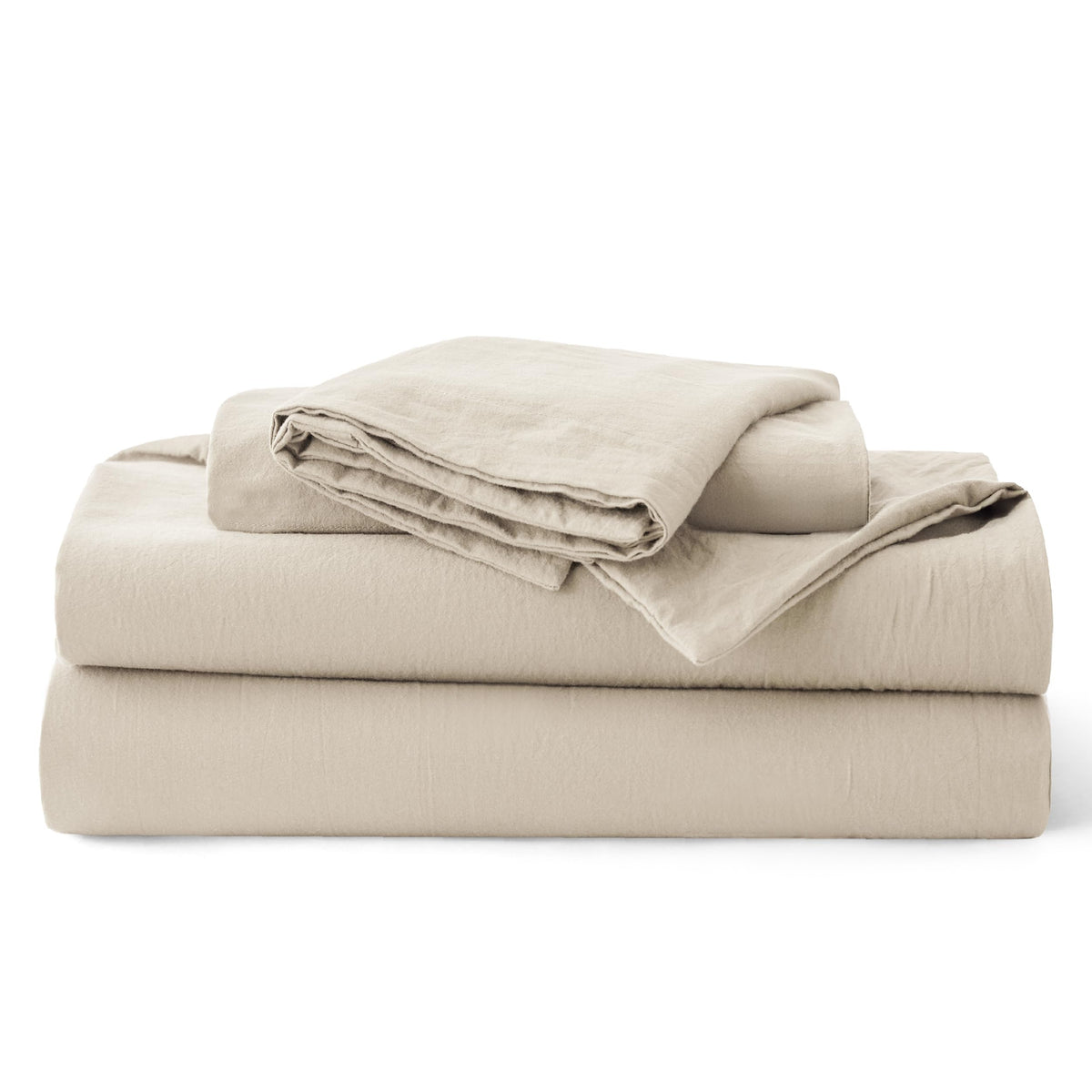 Bedsure oatmeal duvet cover on bed demonstrates relaxed drape and comfort.