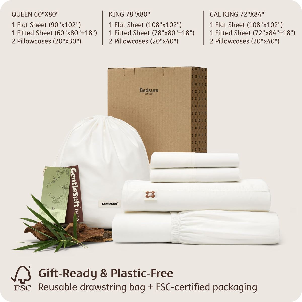 Bedsure packaging uses FSC-certified materials and a reusable tote.