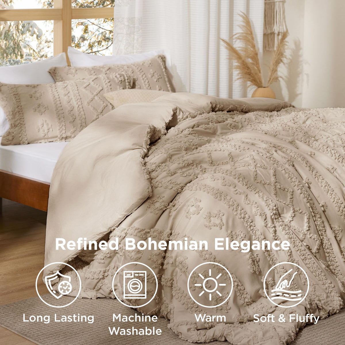 Bedsure OEKO-TEX certified durability badge on bedding