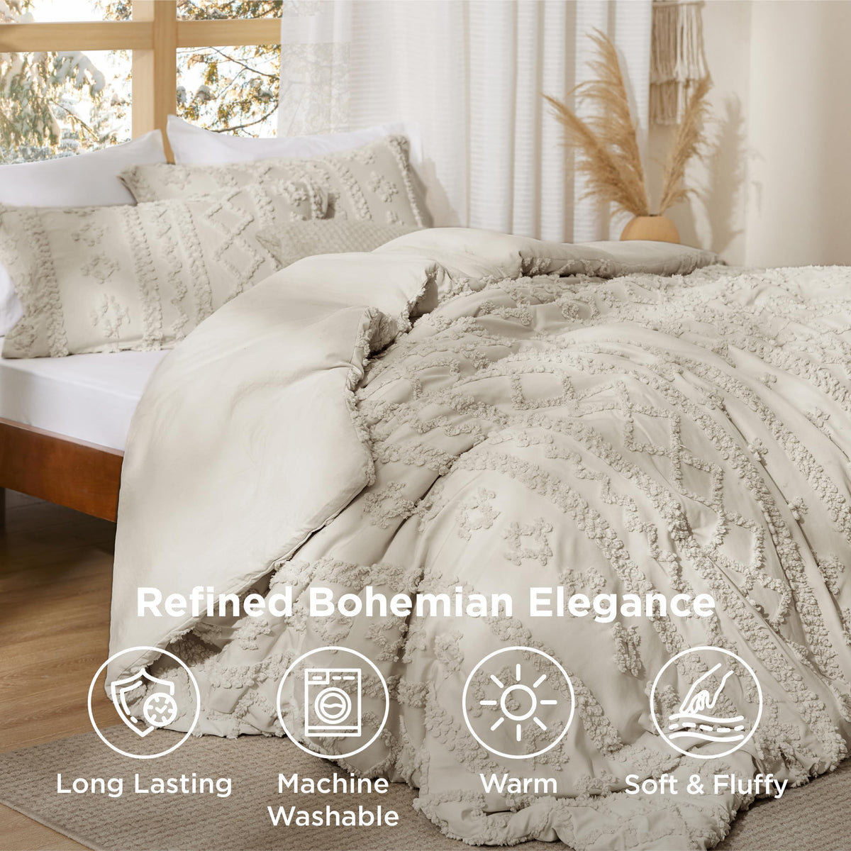 Bedsure OEKO-TEX certified bedding tag signals durable color and wear.