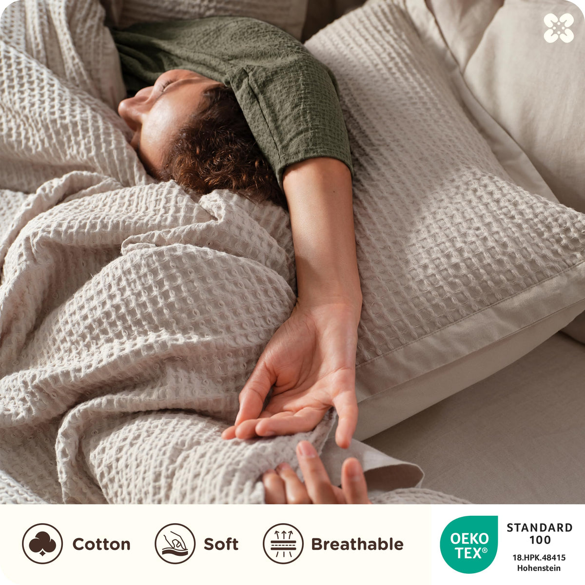 Bedsure OEKO-TEX certified fabric for safe, skin-friendly sleep.