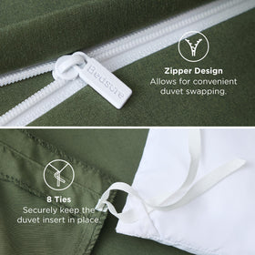 Bedsure olive green color swatch highlights rich shade