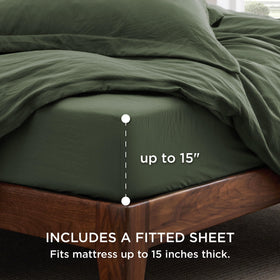 Bedsure olive-green 4-piece packaging view, ready-to-gift presentation.
