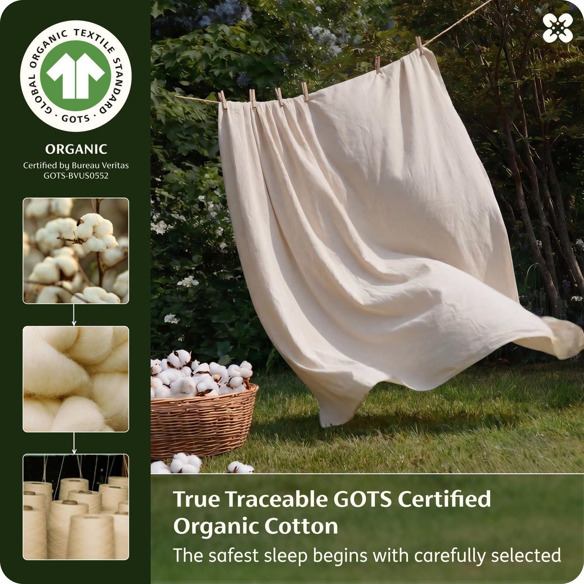 Bedsure organic cotton queen flat sheet offering breathable comfort for cool nights