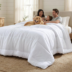 Bedsure oversized king comforter corner tabs secure duvet for even fill and warmth.