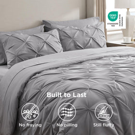 Bedsure grey wash care close-up illustrating fade-resistant microfiber durability