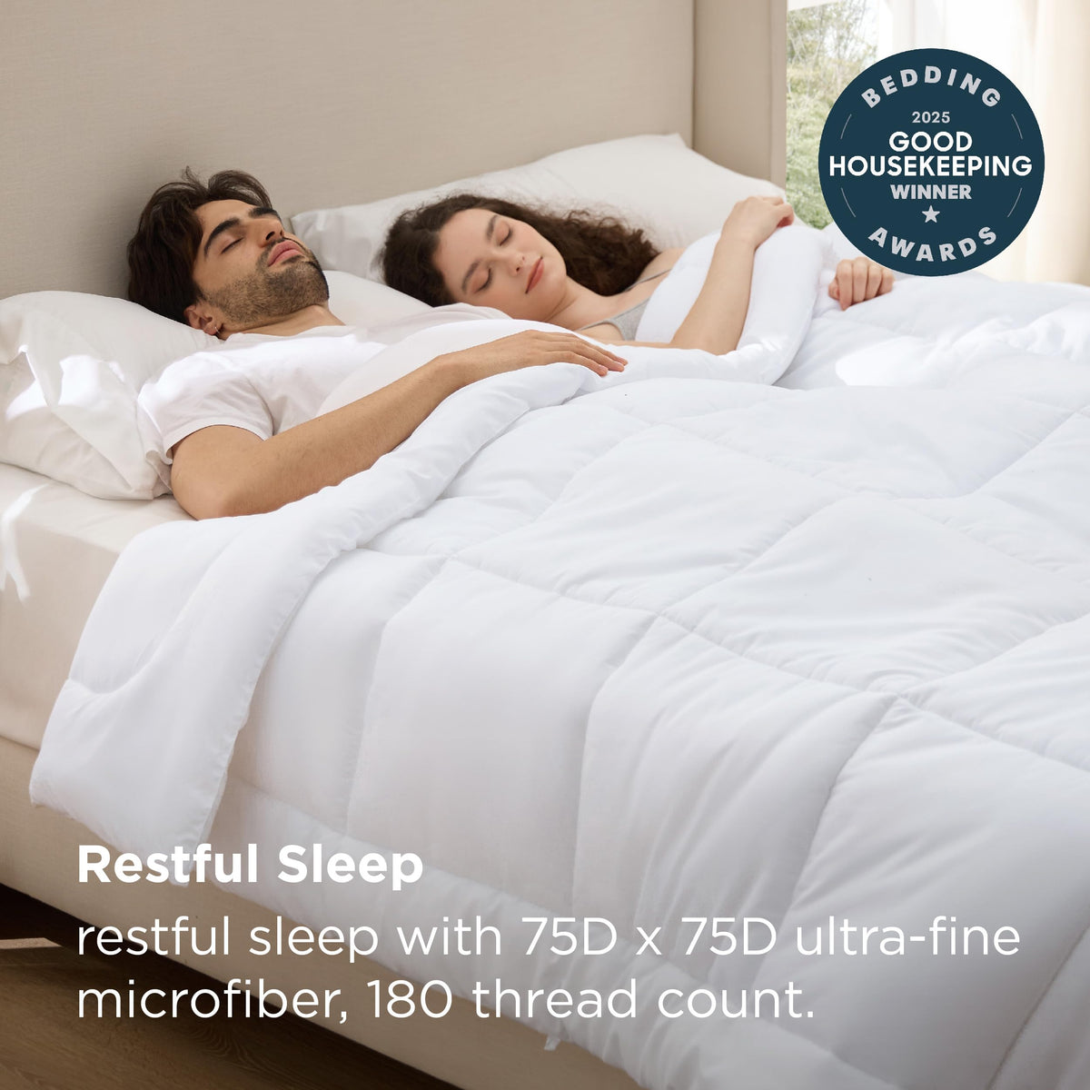 Bedsure oversized king comforter is machine washable for simple maintenance and quick fluff recovery.