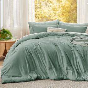 Bedsure sage green comforter reverse view shows subtle color contrast for styling.