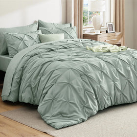 Bedsure oversized king comforter in sage green with soft, quiet microfiber