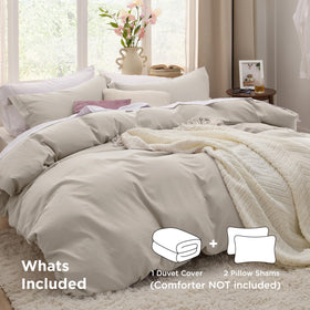 Bedsure duvet cover fabric texture resembling linen for relaxed bedroom decor
