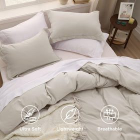 Bedsure oversized queen duvet cover showing eight corner ties to secure filling