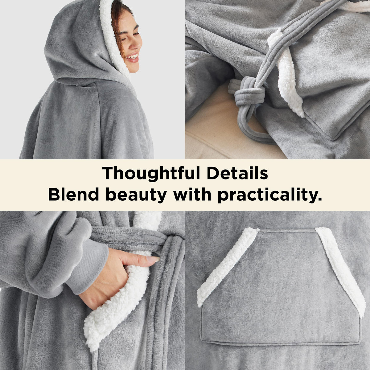 Bedsure oversized sherpa hoodie in three sizes for a perfect fit