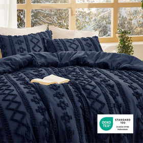 Bedsure packaging highlights OEKO-TEX durability for long-lasting color and seams.