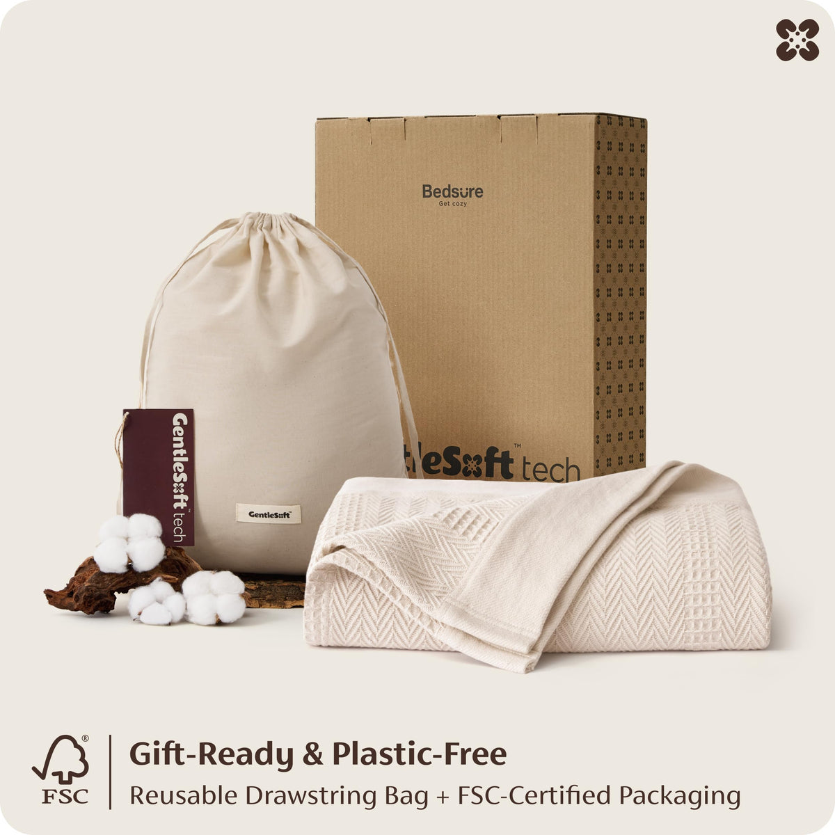 Bedsure FSC-certified packaging and reusable drawstring bag convey eco-conscious gifting