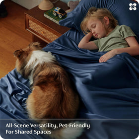 Bedsure packaging for king-size navy sheets ready for gifting.