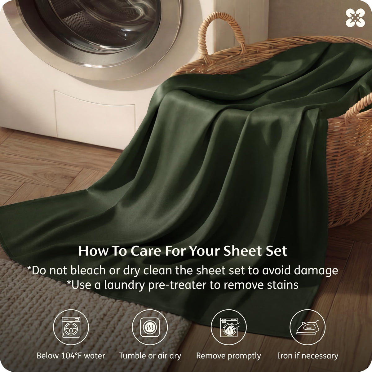 Bedsure packaging in olive green for the king sheet set.