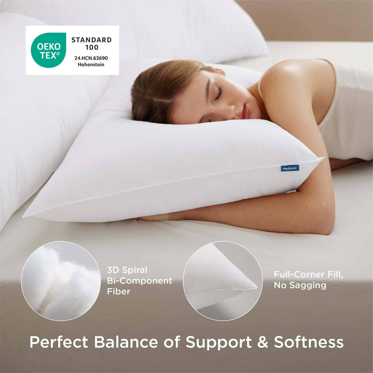Bedsure 4-pack side sleeper setup highlights neck alignment.