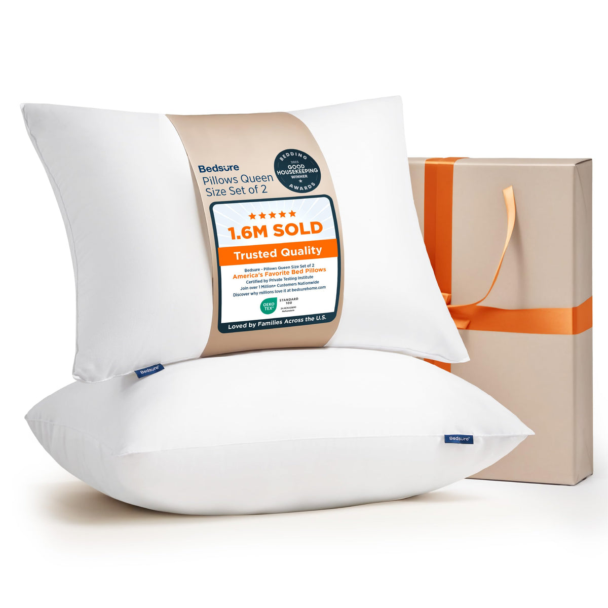 Bedsure pillow queen soft cloud 2-pack showcasing plush comfort for restful nights.