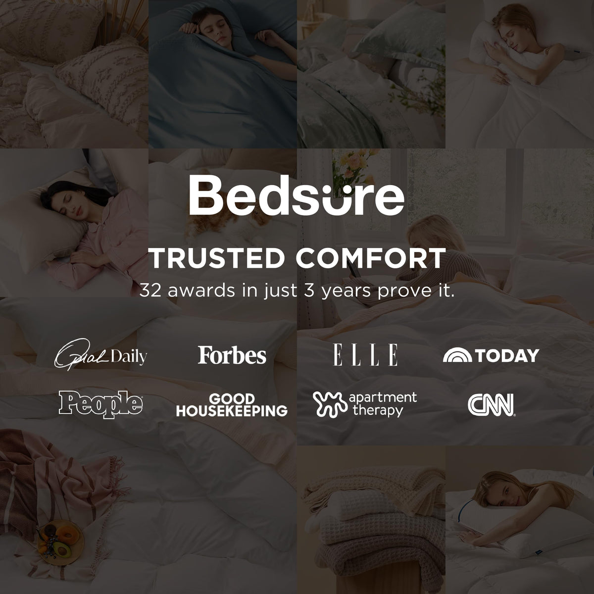 Bedsure pillow shams complete the full-size set for cohesive styling.