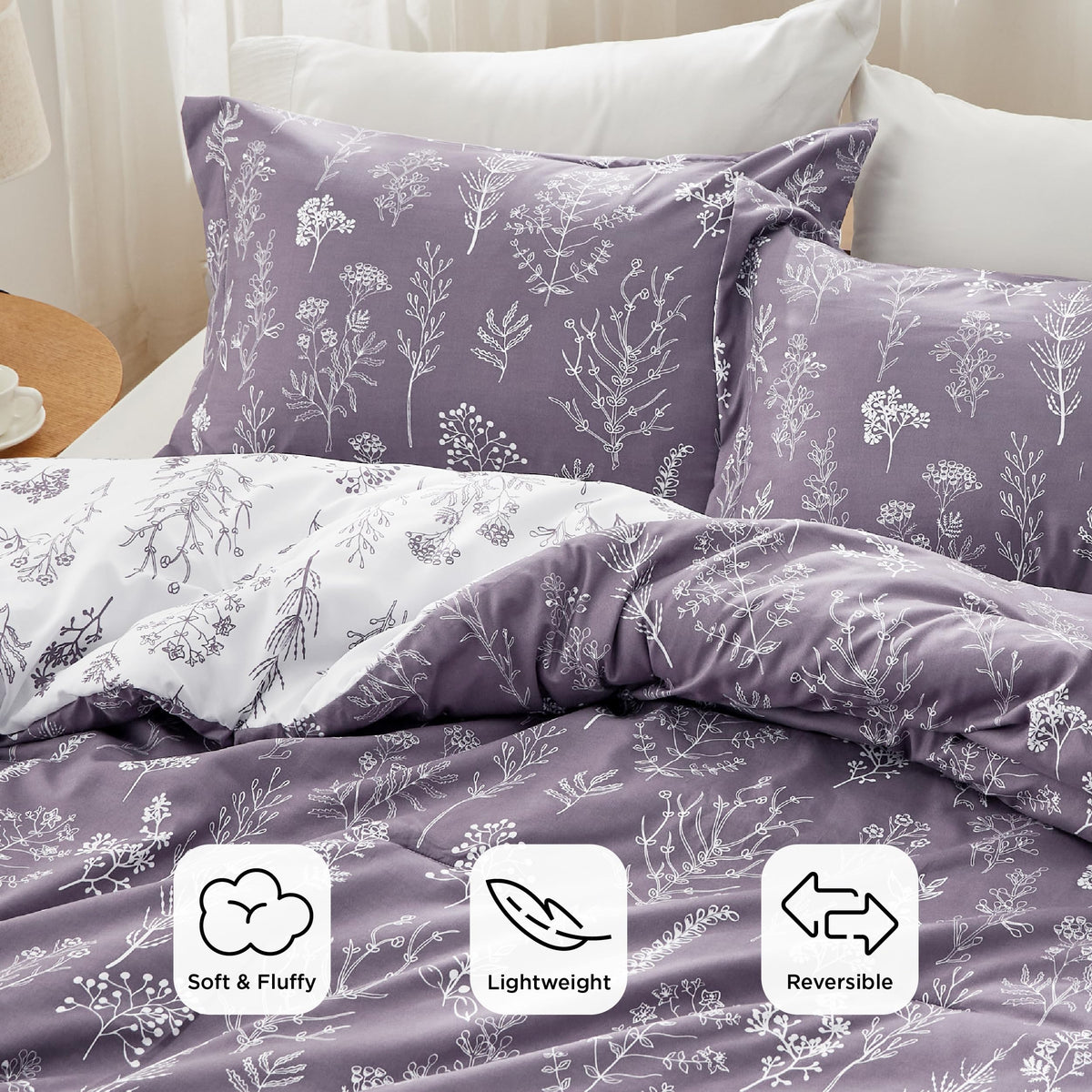 Bedsure floral pillow shams to coordinate with the bedding.