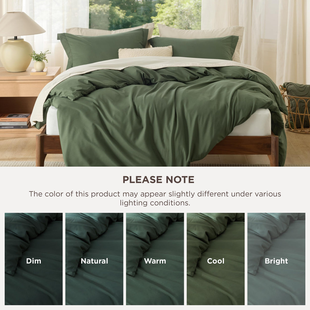 Bedsure pillow shams for king olive green duvet cover set