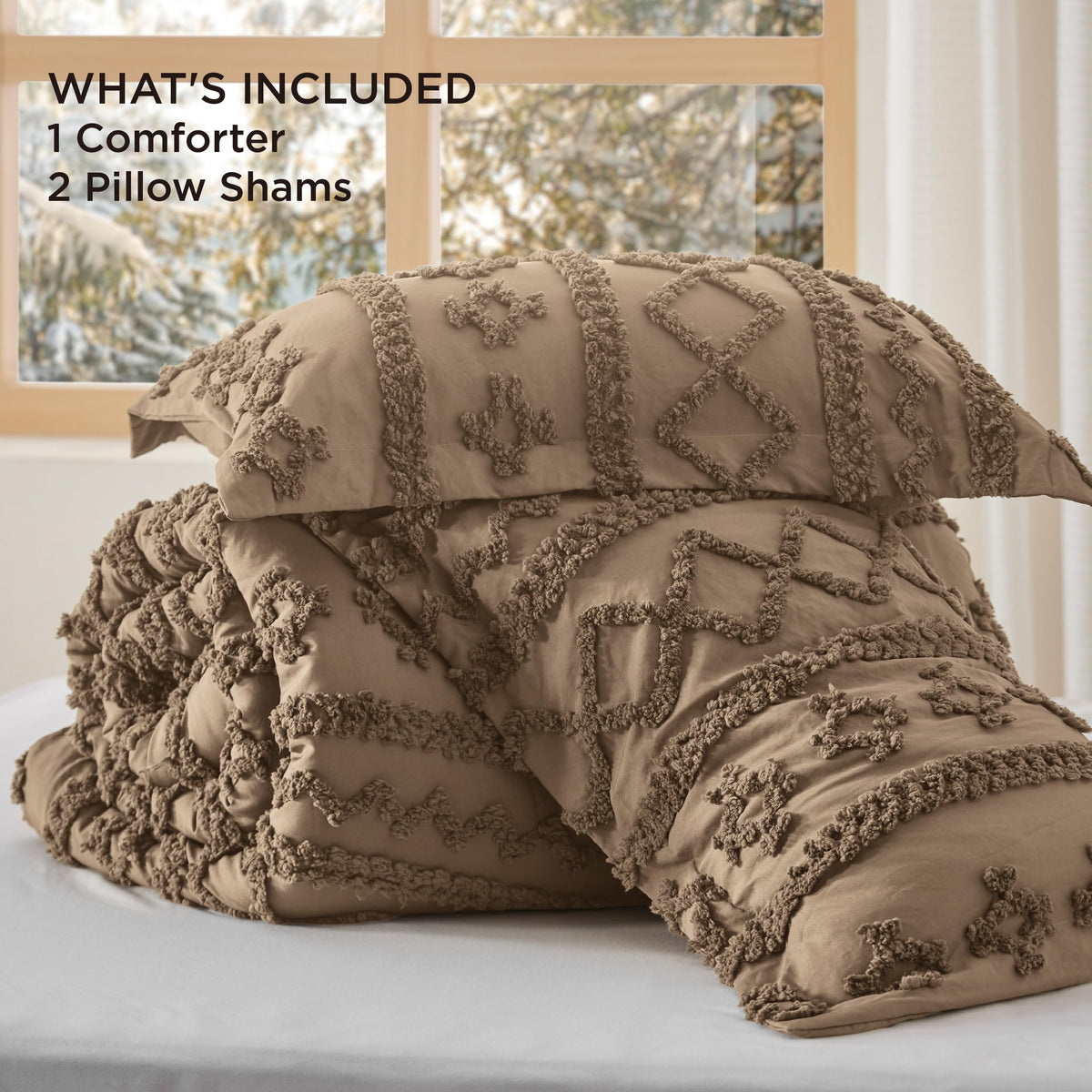 Bedsure pillow sham pair complements the quilted look and support.