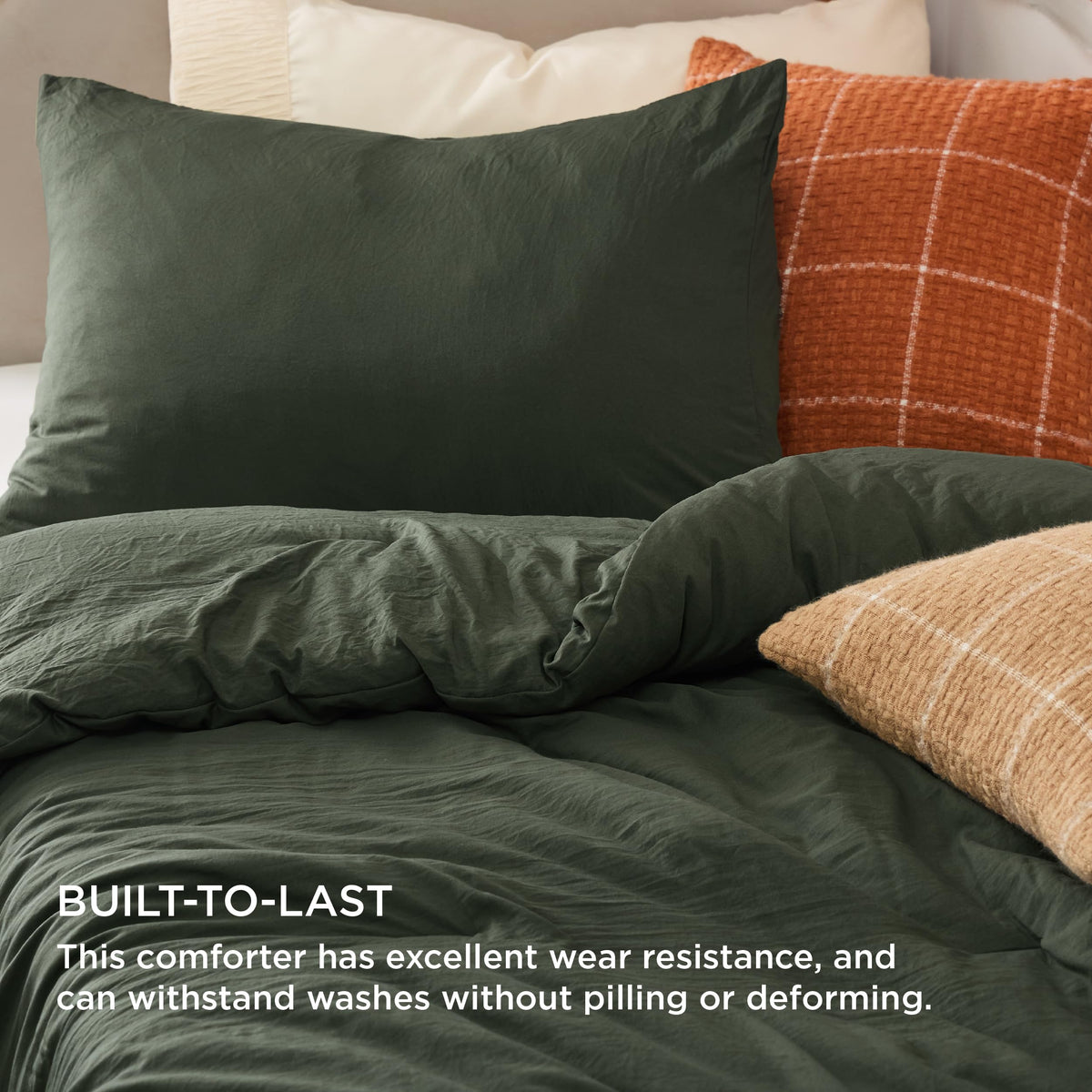 Bedsure pillowcase 20x26 with dark green shading for clean, simple bedding