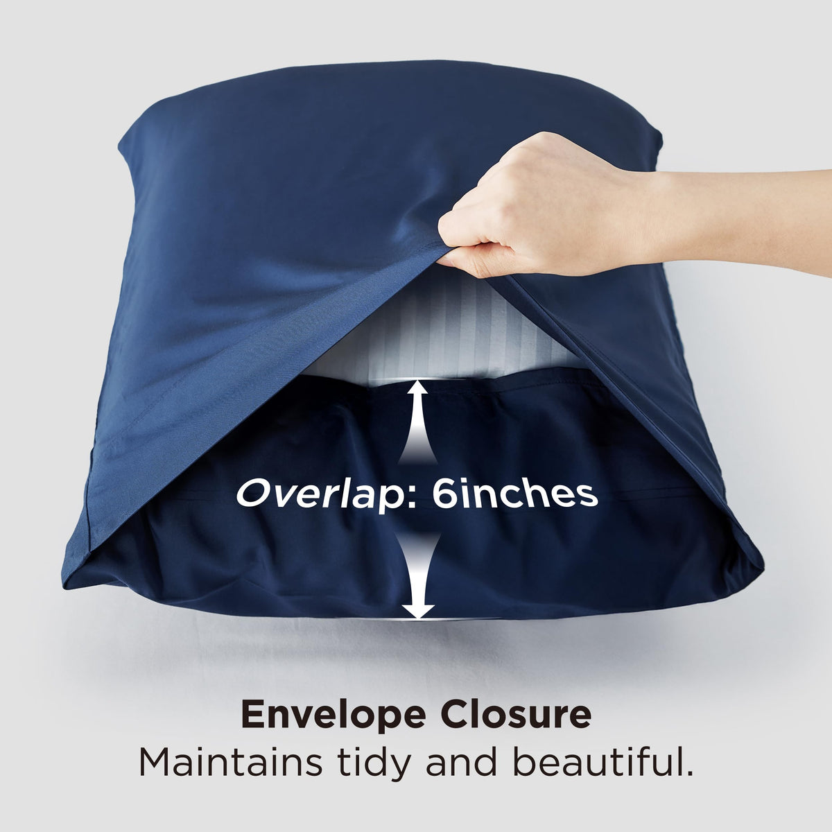 Bedsure breathable weave navy pillowcase supports moisture-wicking comfort